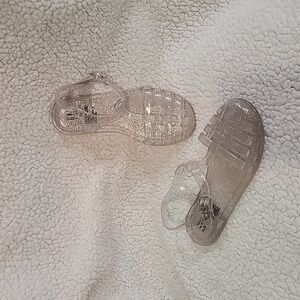 GAP Kids Girls Clear/Silver Glitter Jelly Sandals w Buckle Sz 12